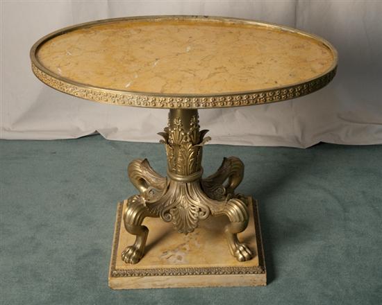 Appraisal: A th C Louis XV-style Gueridon marble and bronze oval