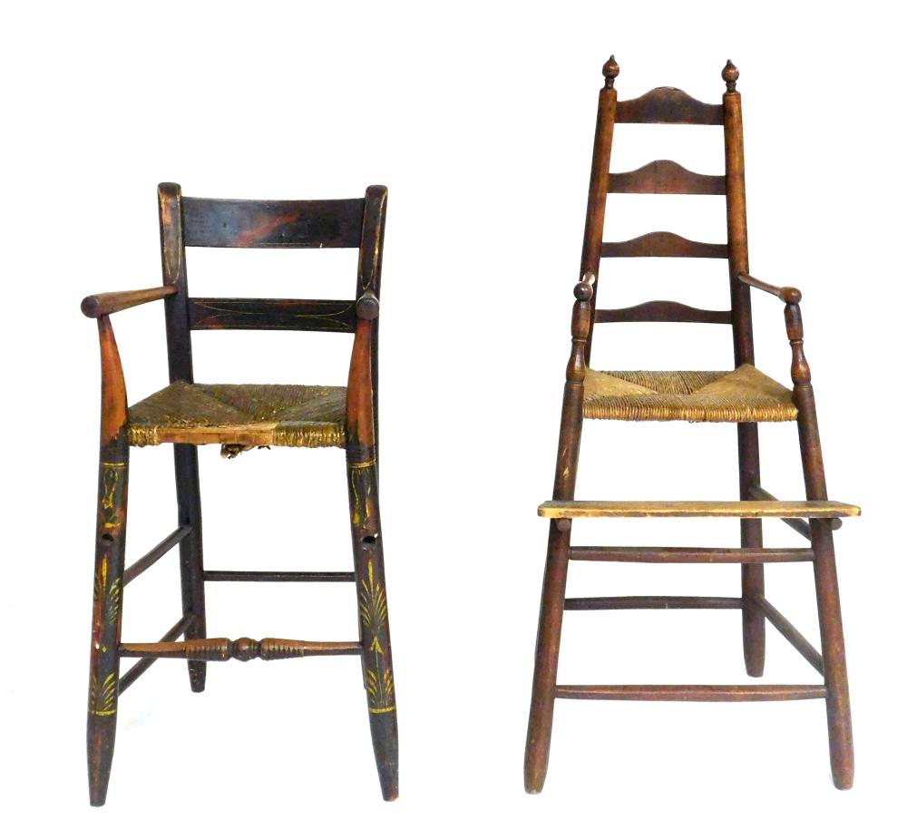 Appraisal: Two early high chairs for children infants child's high chair