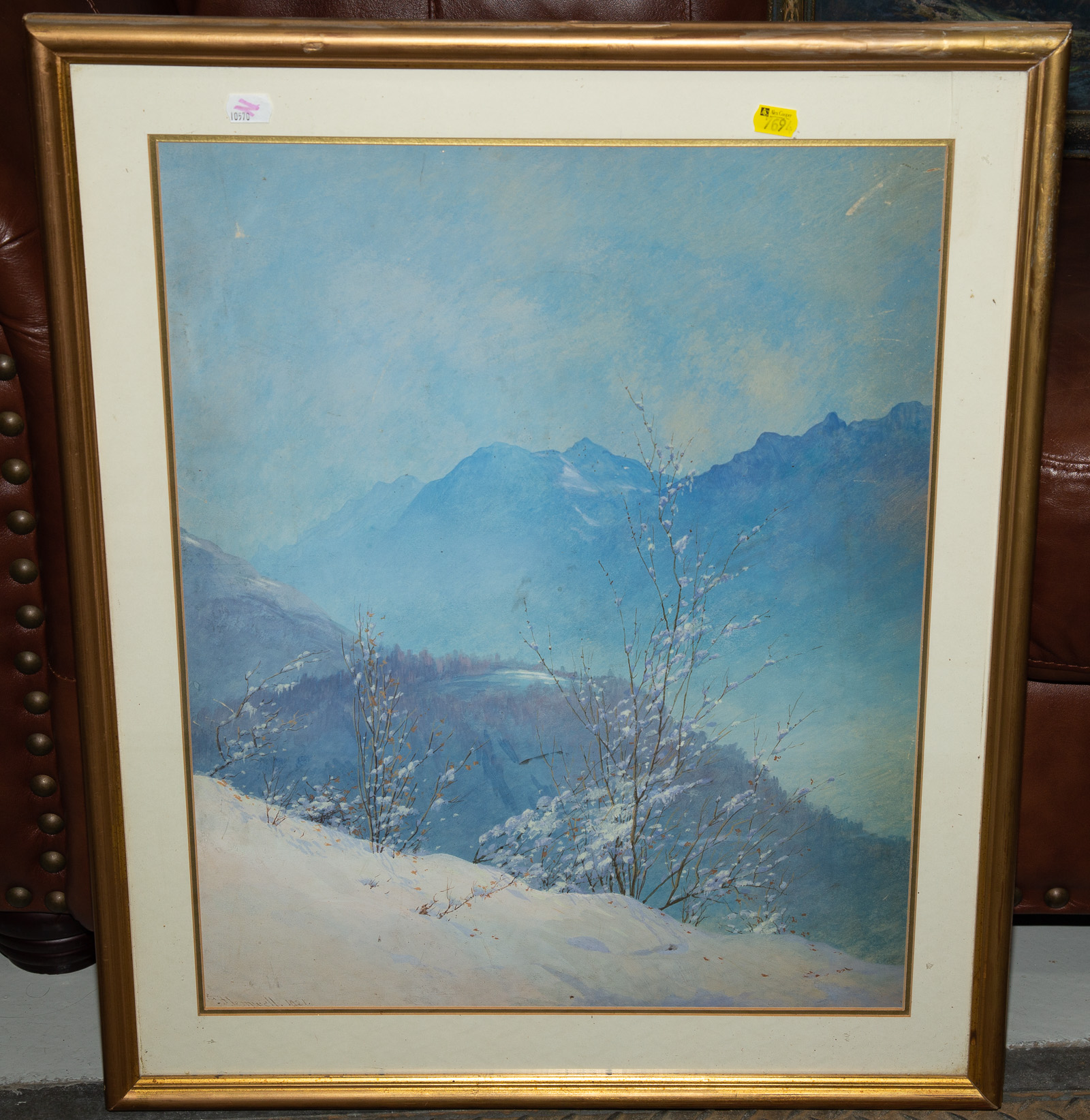 Appraisal: FRAMED WATERCOLOR SNOWSCAPE Signed indistinctly ll and dated Gouache