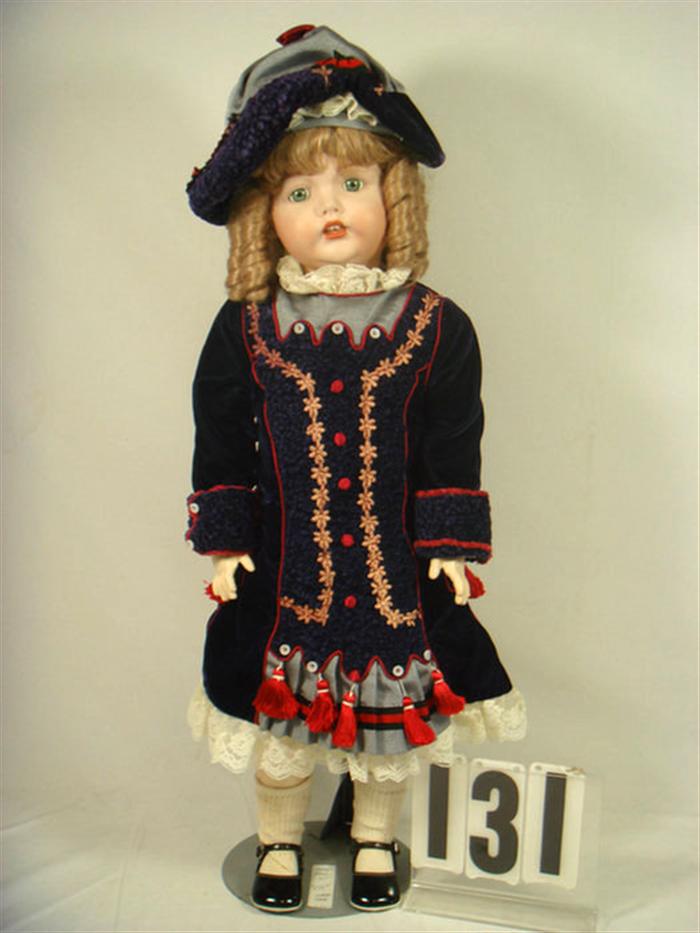 Appraisal: JDK Repro Bisque Head Doll Marked on the back of