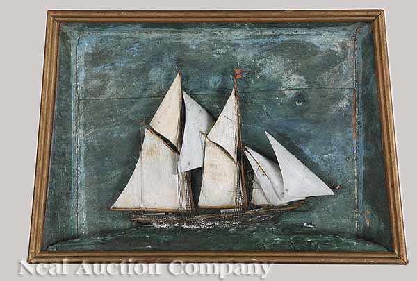 Appraisal: An Antique American Ship Model Diorama th c the two