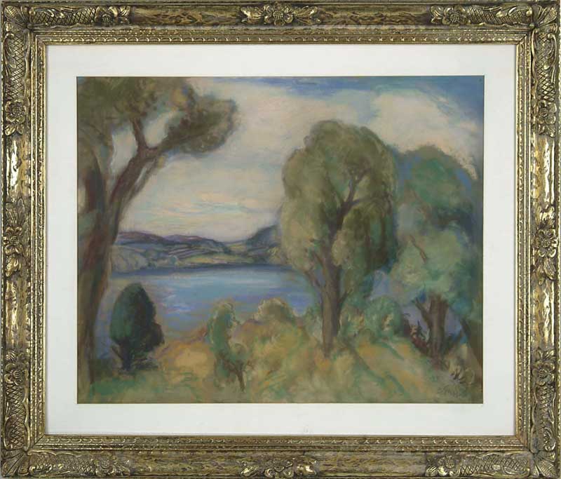 Appraisal: BERNARD GUSSOW American - IMPRESSIONISTIC LANDSCAPE Pastel scene shows body