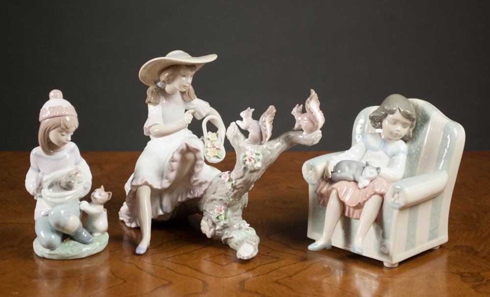 Appraisal: THREE LLADRO PORCELAIN FIGURINES Springtime Friends by sculptor by Regino