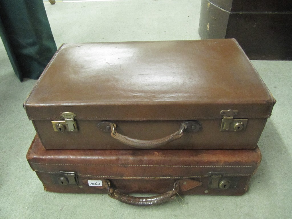 Appraisal: Leather suitcase and another