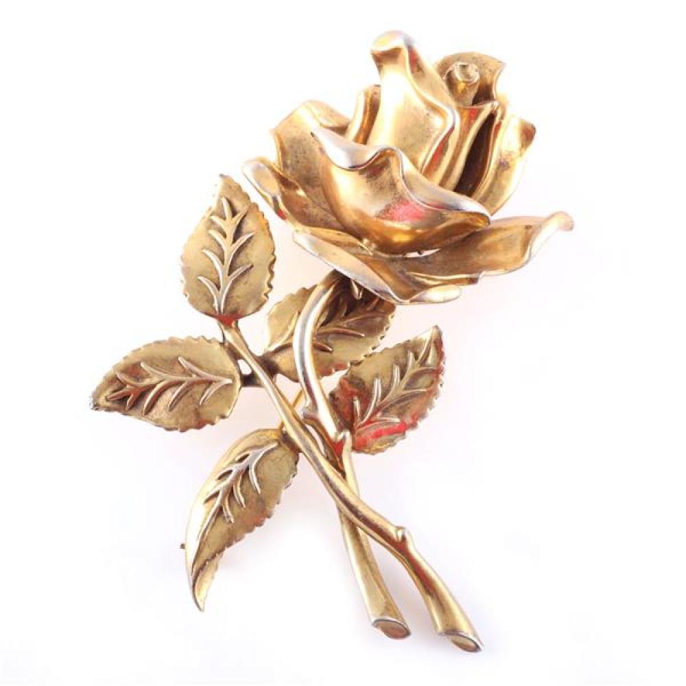 Appraisal: EISENBERG ORIGINAL LARGE GOLD TONE DIMENSIONAL ROSE FIGURAL FLOWER PIN