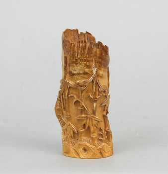 Appraisal: A Carved Ivory Brush Holder Bitong A carved ivory brush