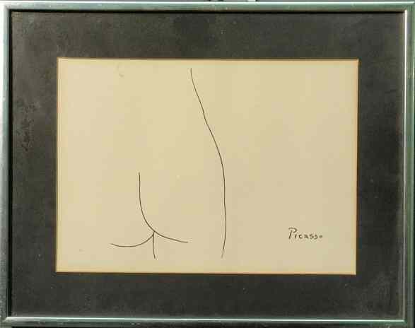 Appraisal: Framed print of a nude signed Picasso x