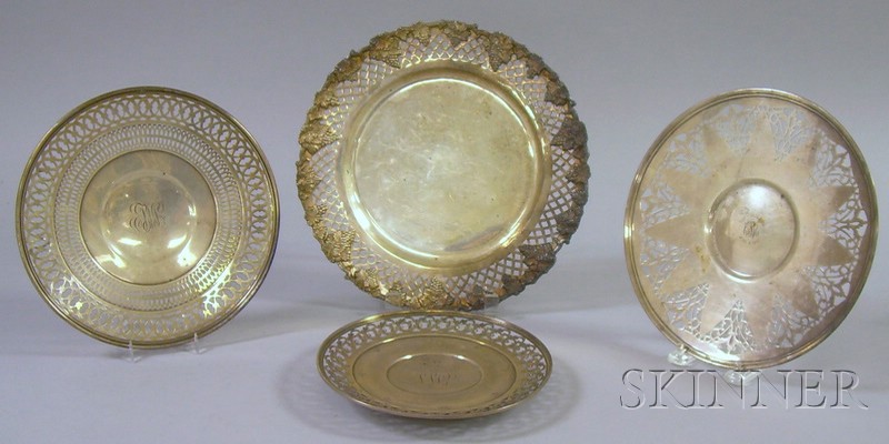 Appraisal: Three Sterling and One Silver Plated Cake Plates one Dominick