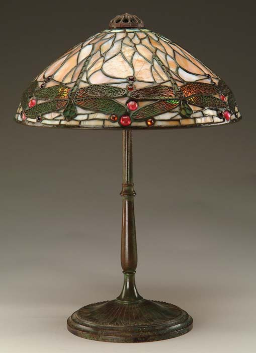 Appraisal: TIFFANY DRAGONFLY TABLE LAMP Rare and unusual small dragonfly table