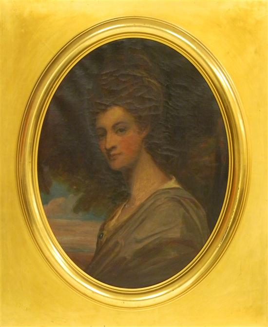 Appraisal: Oval oil on canvas portrait of woman unsigned '' EEVES