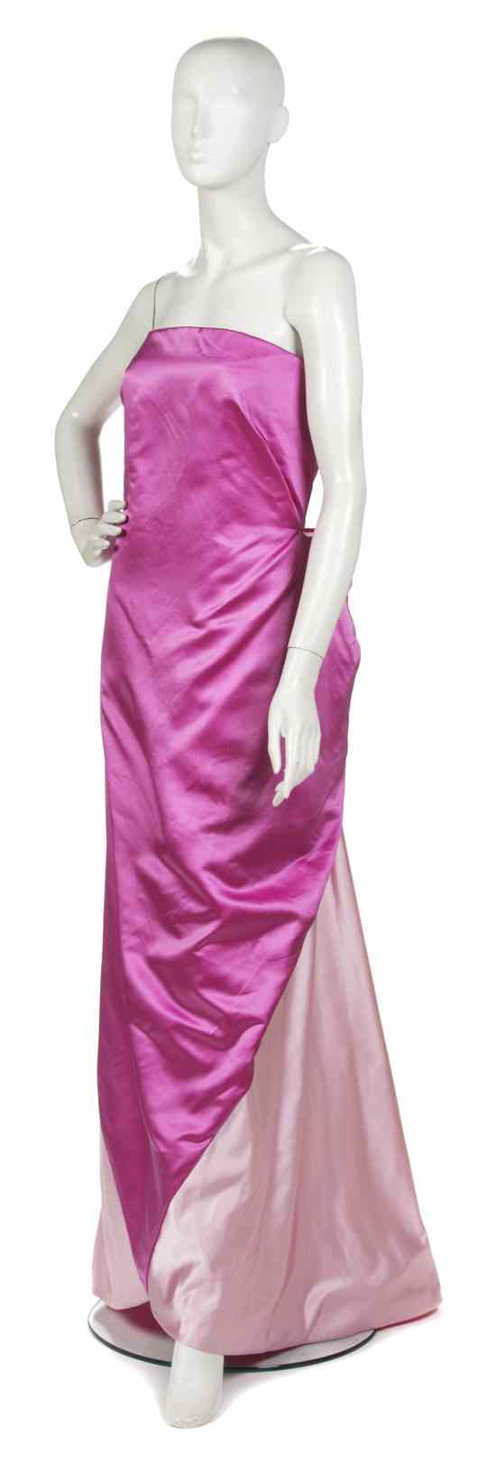 Appraisal: A Bill Blass Pink Satin Color Block Dress s strapless