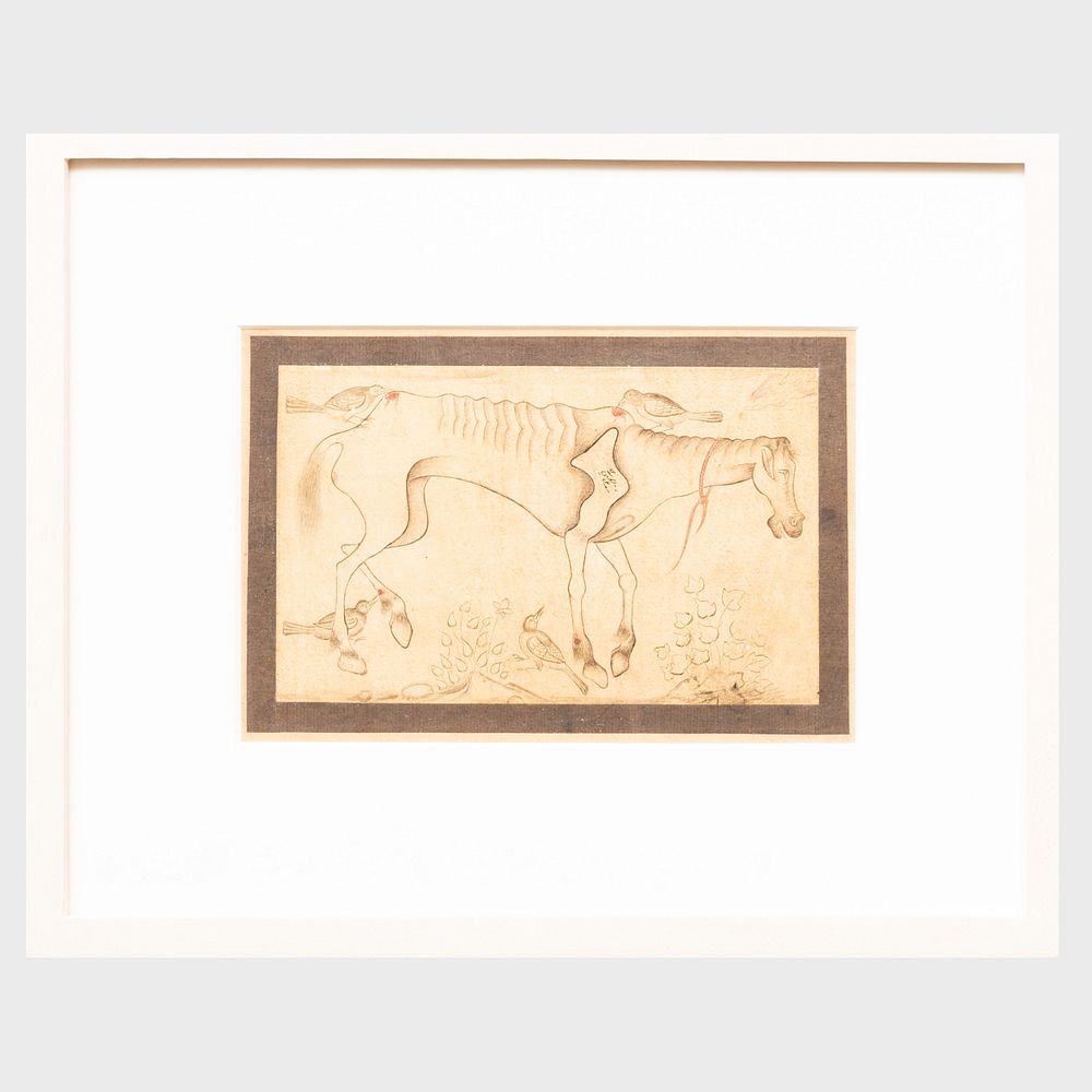 Appraisal: Middle Eastern School Horse Ink on paper indistinctly inscribed at