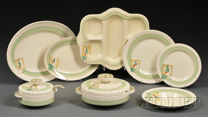 Appraisal: Seventeen Clarice Cliff Bizarre Ware Stroud Pattern Table Items At