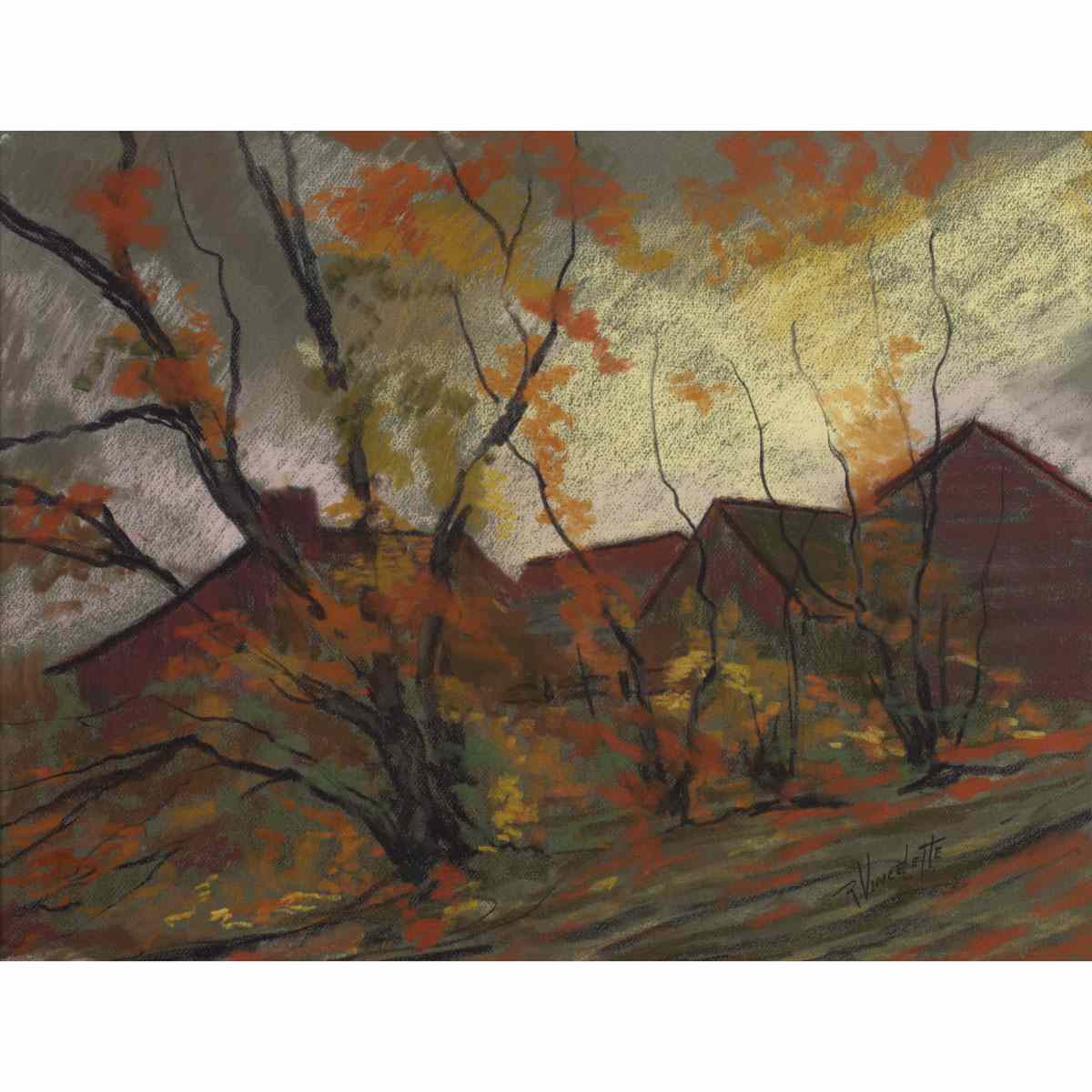 Appraisal: ROMEO VINCELETTE AUTUMN LANDSCAPE Medium pastel signed height cm height