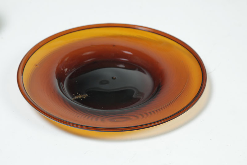 Appraisal: BLOWN GLASS PLATE PAN Probably Wheeling early th century Golden