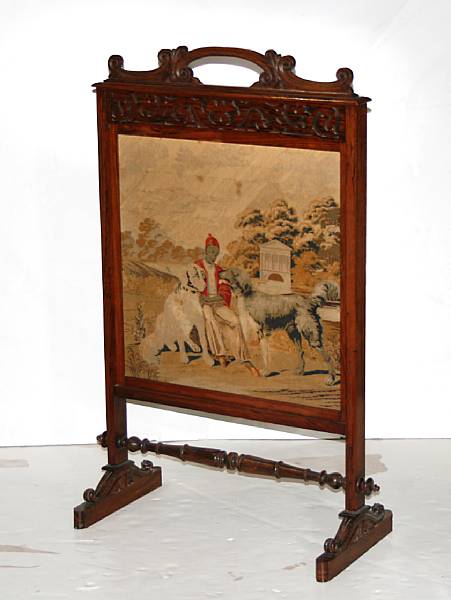 Appraisal: A Victorian rosewood and needlepoint firescreen height in