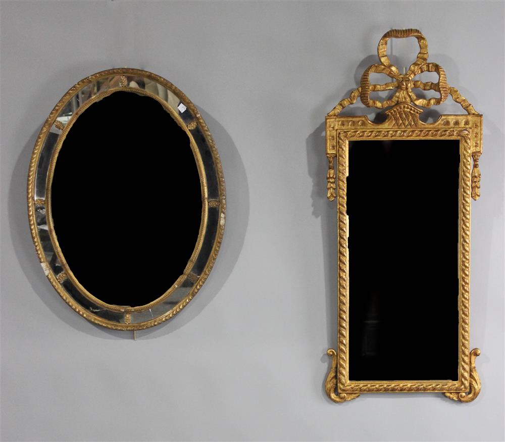 Appraisal: TWO NEOCLASSICAL STYLE GILTWOOD MIRRORS the first having a pierced