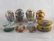 Appraisal: A collection of eight Halcyon Days items comprising Easter eggs