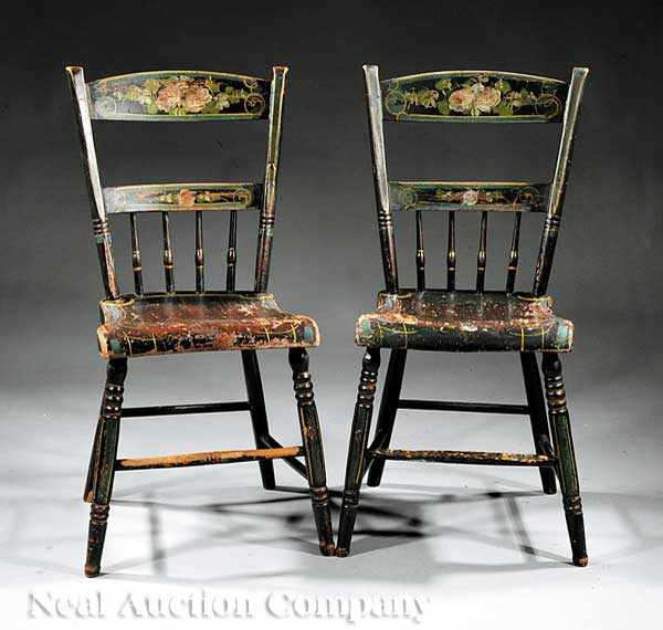 Appraisal: A Pair of American Classical Fancy Painted Poplar and Maple