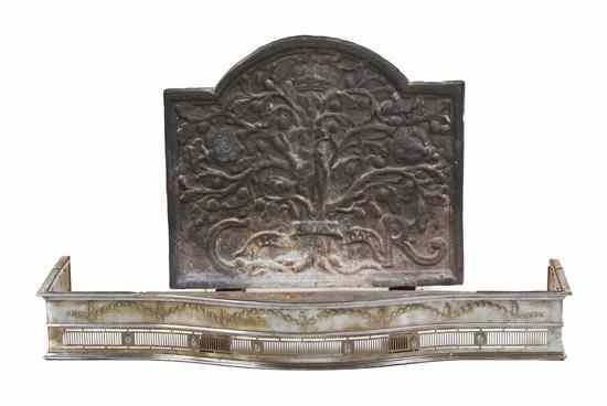 Appraisal: A Cast Iron Fireplace Back decorated with a tied floral