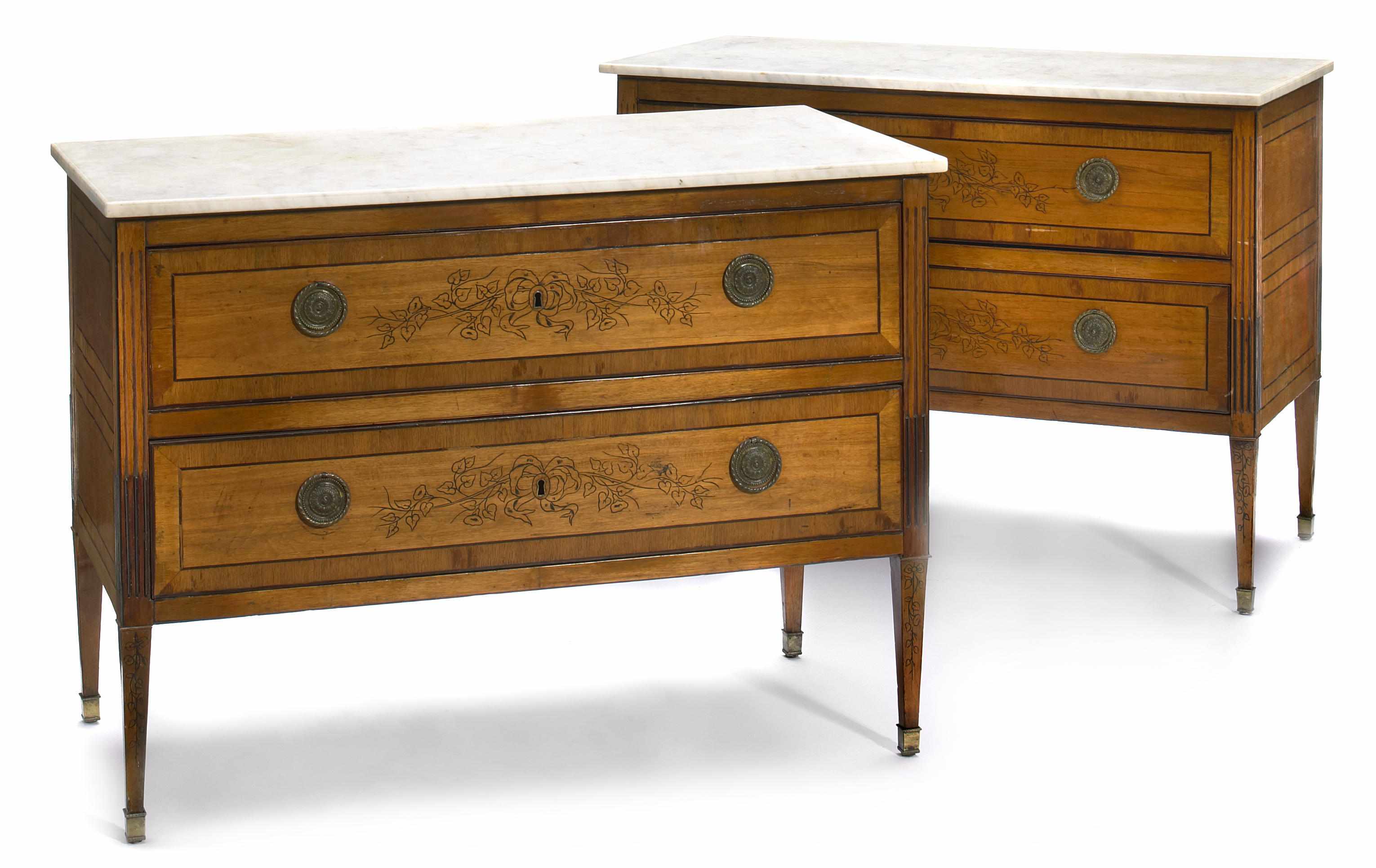 Appraisal: A pair of Italian Neoclassical inlaid walnut chests fourth quarter