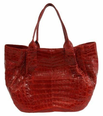 Appraisal: Nancy Gonzalez crocodile tote bag in a red glaze style