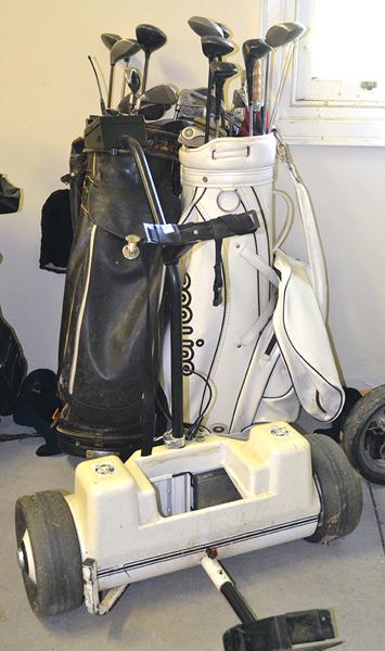 Appraisal: TWO GOLF BAGS THIRTY ASSORTED GOLF CLUBS AND AN ELECTRIC