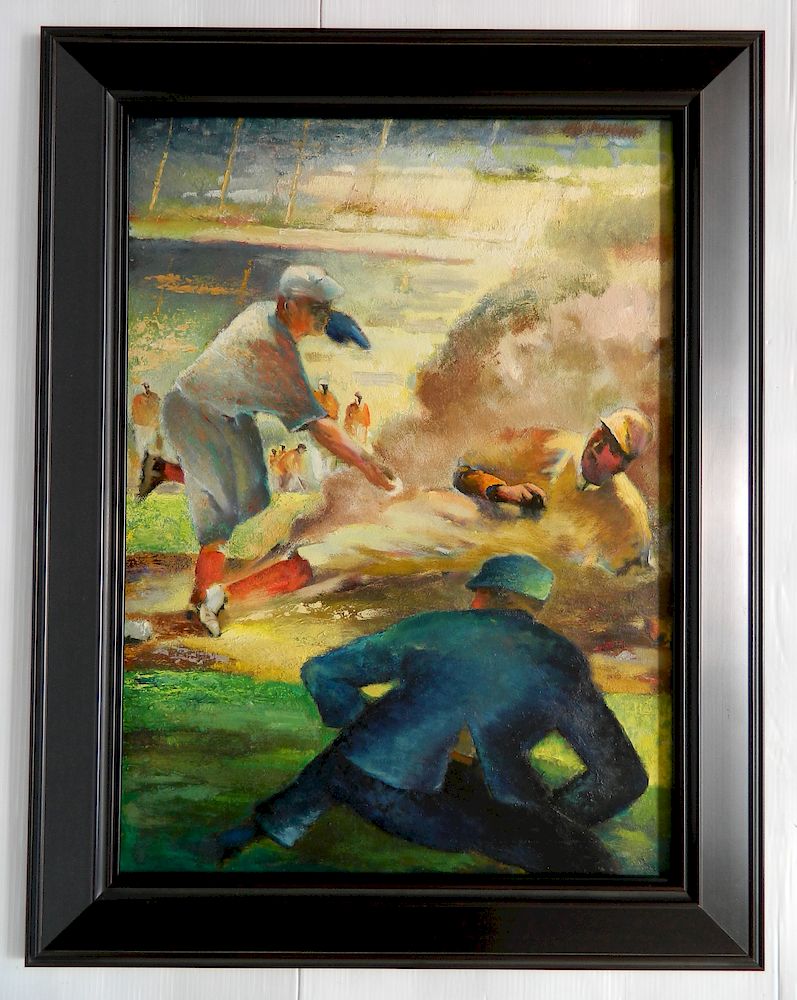 Appraisal: Norbert Lenz oil Norbert Lenz American - - Sliding Into