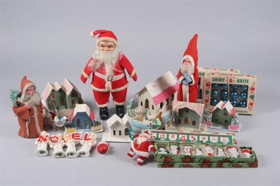 Appraisal: GROUPING OF CHRISTMAS ITEMS Including Christmas village houses Japan Santa