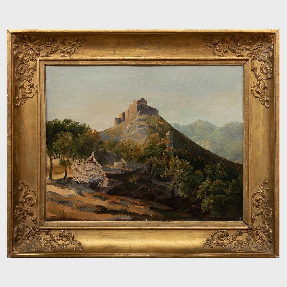 Appraisal: Italian School Hilly Landscape Oil on canvas unsigned x in