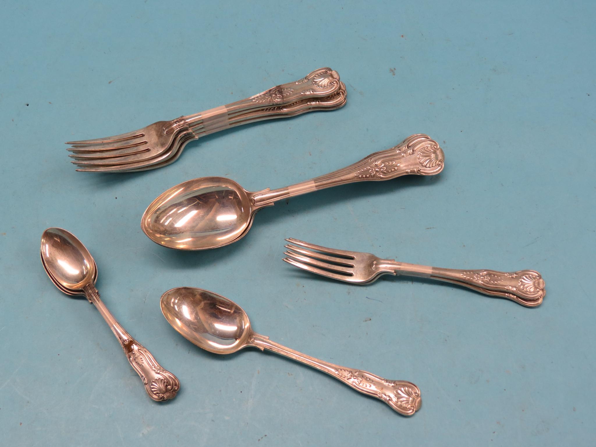 Appraisal: A part set of late Victorian silver King's pattern cutlery