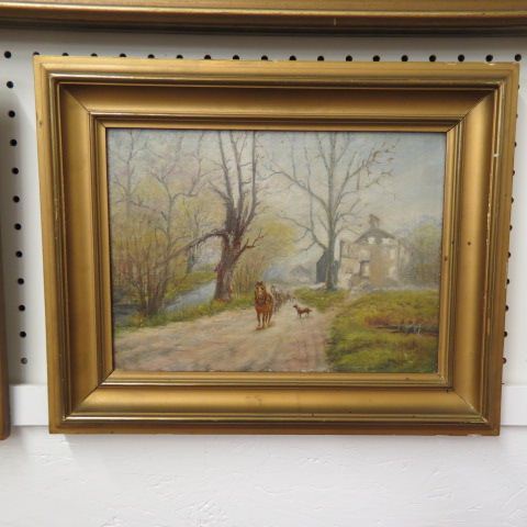 Appraisal: J Schmidt oil horse buggydown a country lane on canvas