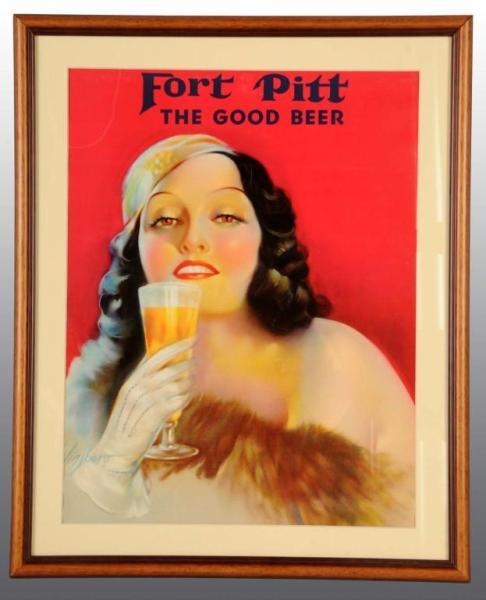 Appraisal: Paper Fort Pitt Beer Sign Description Offers a great-looking s-era