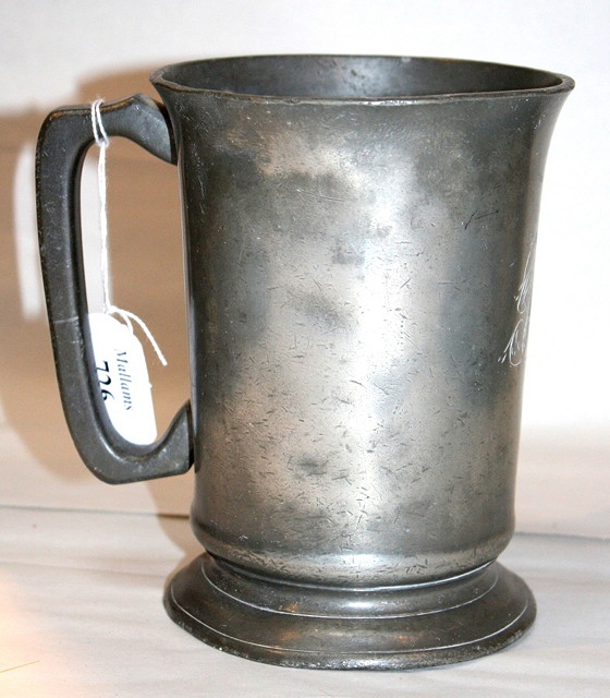 Appraisal: A VICTORIAN PEWTER QUART TANKARD high