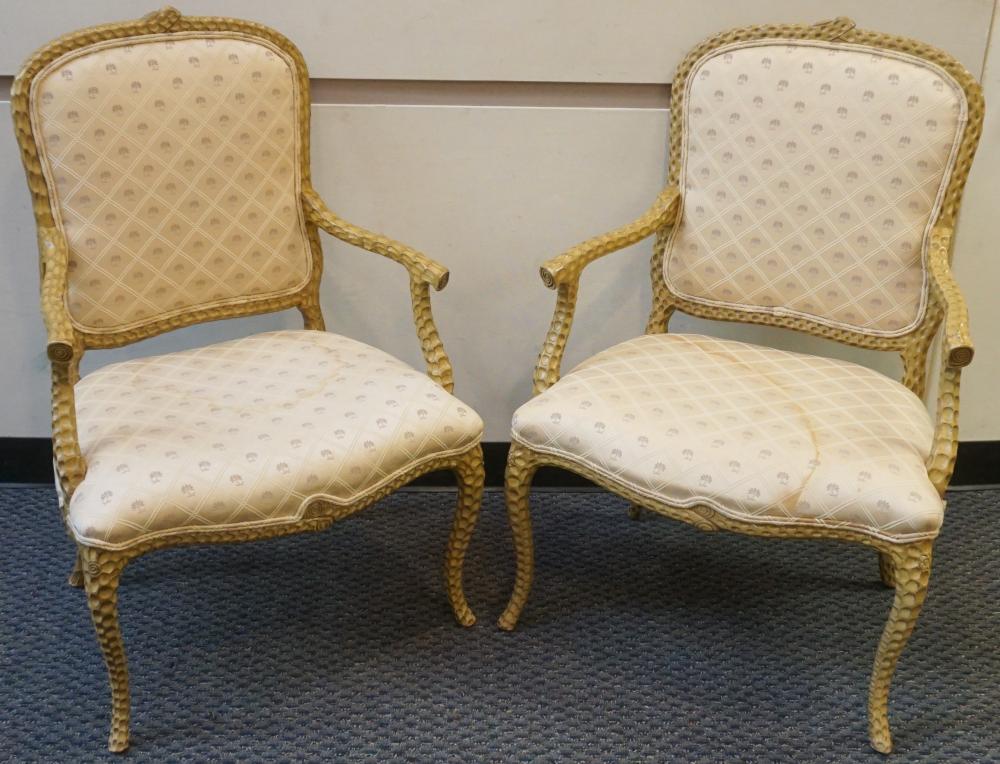 Appraisal: Pair of Provincial Style Gilt Decorated 'Tree' Fauteuils