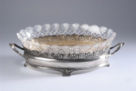 Appraisal: RUSSIAN SILVER MOUNTED CUT-CRYSTAL HANDLED CENTERBOWL late th-early th century