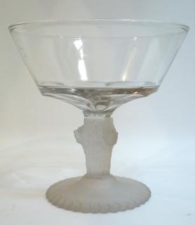 Appraisal: Glass Compote With Lion Head Base Glass Compote With Lion