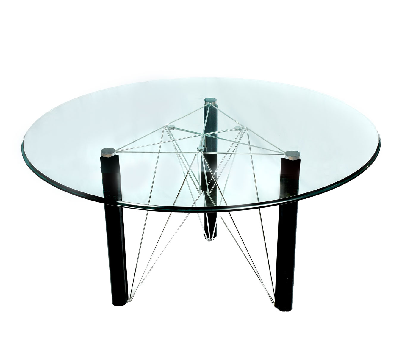 Appraisal: MODERN GLASS TOP DINING TABLE Having a black leather chromed