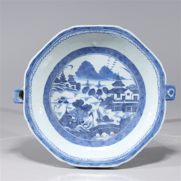 Appraisal: Large Chinese blue and white porcelain warming dish with designs