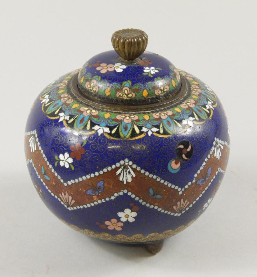 Appraisal: A late th early thC Japanese cloisonne globular jar and