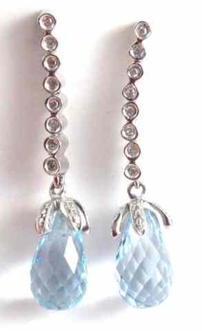 Appraisal: PAIR OF BLUE TOPAZ AND K WHITE GOLD EARRINGS each