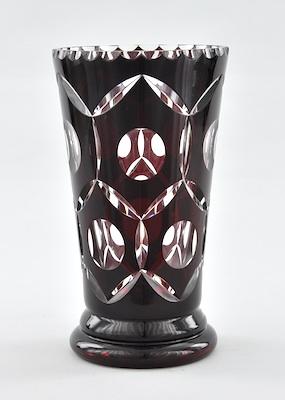 Appraisal: A Dark Ruby Bohemian Glass Vase The dark ruby cut