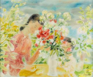 Appraisal: LE PHO VIETNAMESE - A Spring Bouquet oil on canvas