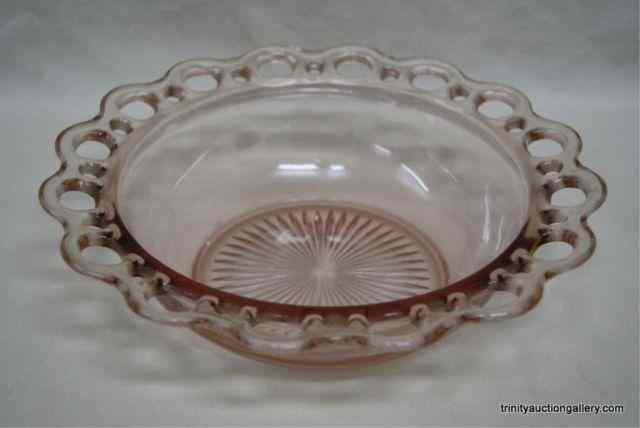 Appraisal: 's Pink Depression Glass '' Laced Edge BowlFrom the ''Old