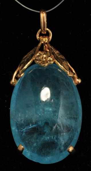 Appraisal: K Y Gold Pendant with Blue Opal Stone Description Blue