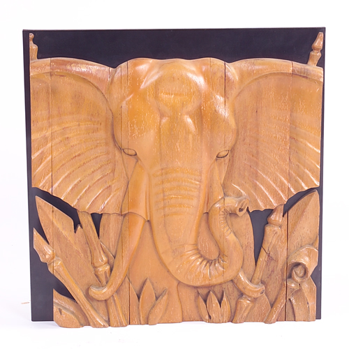 Appraisal: Art Deco relief for the Paris Exhibition carved wood elephant