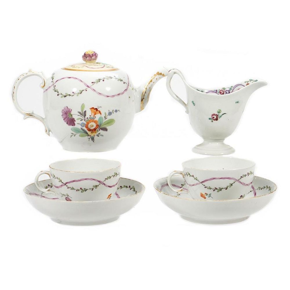 Appraisal: Contiental Sevres Style Tea Set Including a tea pot creamer