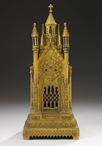 Appraisal: A Charles X gilt bronze cathedral mantel clock second quarter