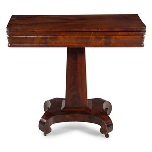 Appraisal: A Classical Mahogany Flip-Top Table Mid- th Century Height x