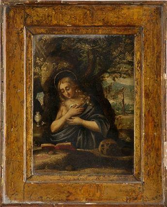 Appraisal: FLEMISH SCHOOL ST MARY MAGDELENE Oil on copper x in